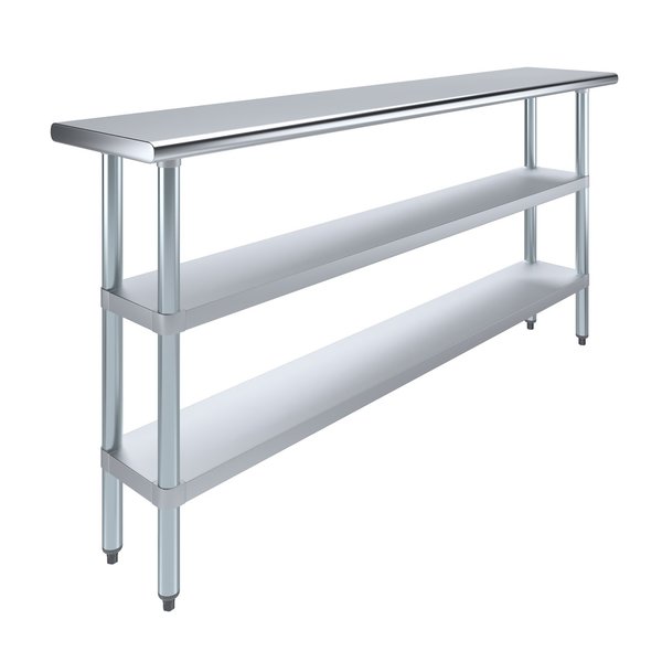 Amgood 14x72 Prep Table with Stainless Steel Top and 2 Shelves AMG WT-1472-2SH